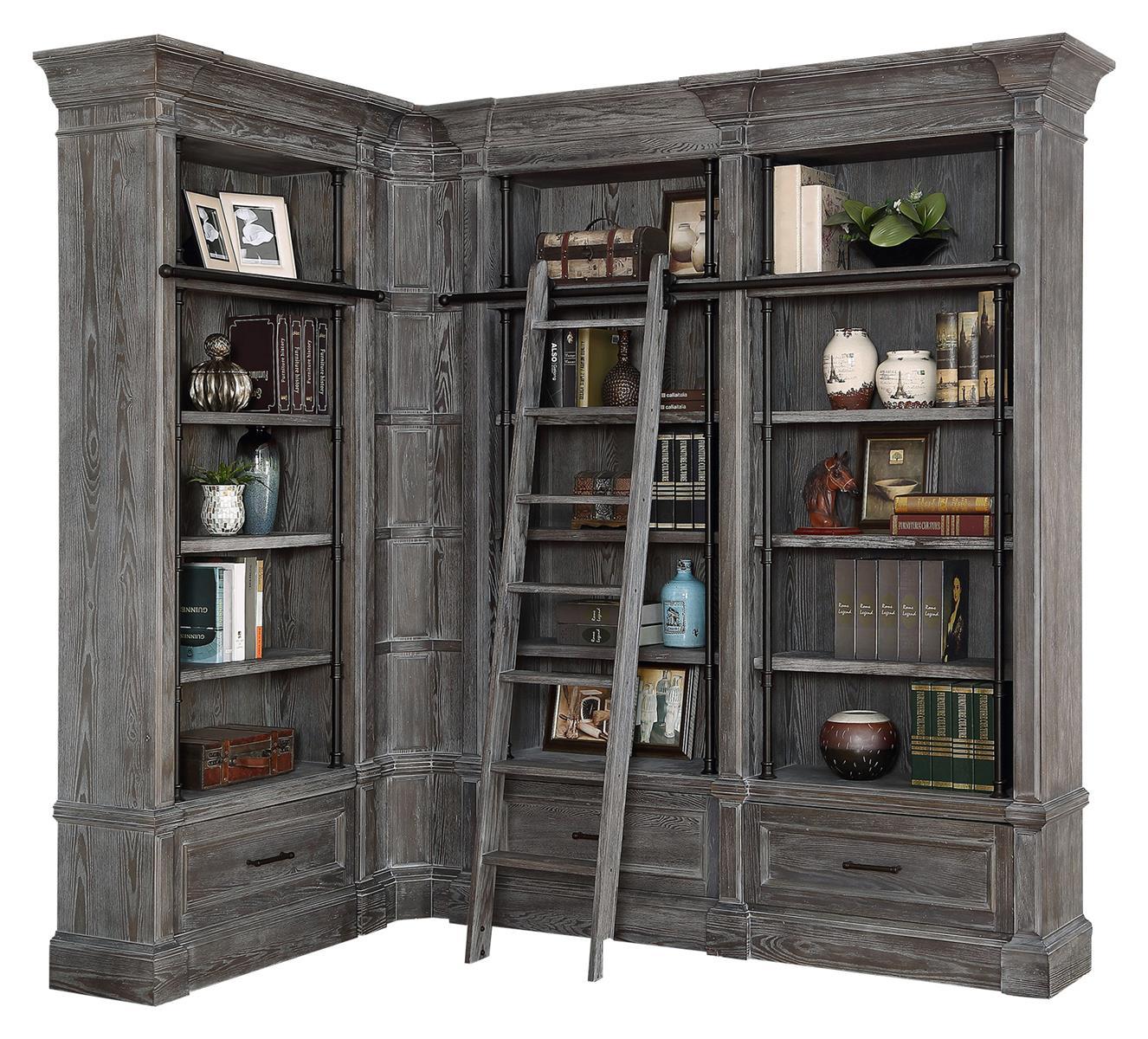 Parker House Gramercy Park 3pc Corner Museum Bookcase in Vintage Burnished Smoke