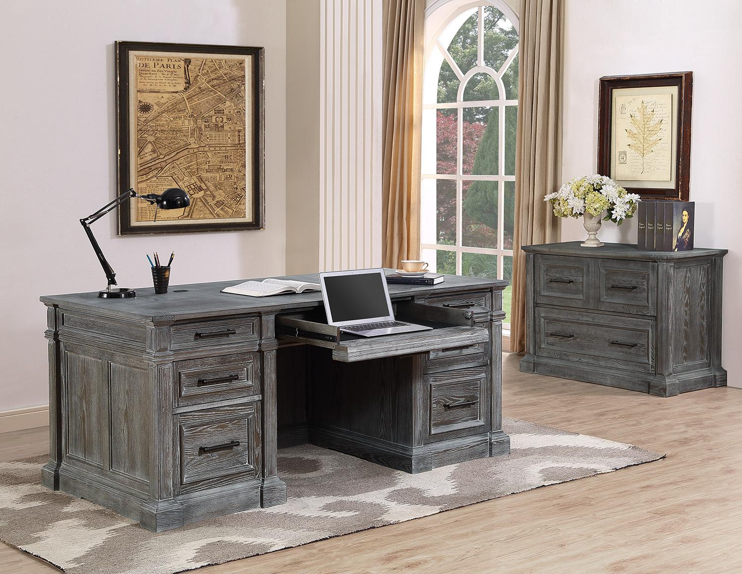 Parker House Gramercy Park Double Pedestal Executive Desk in Vintage Burnished Smoke-3