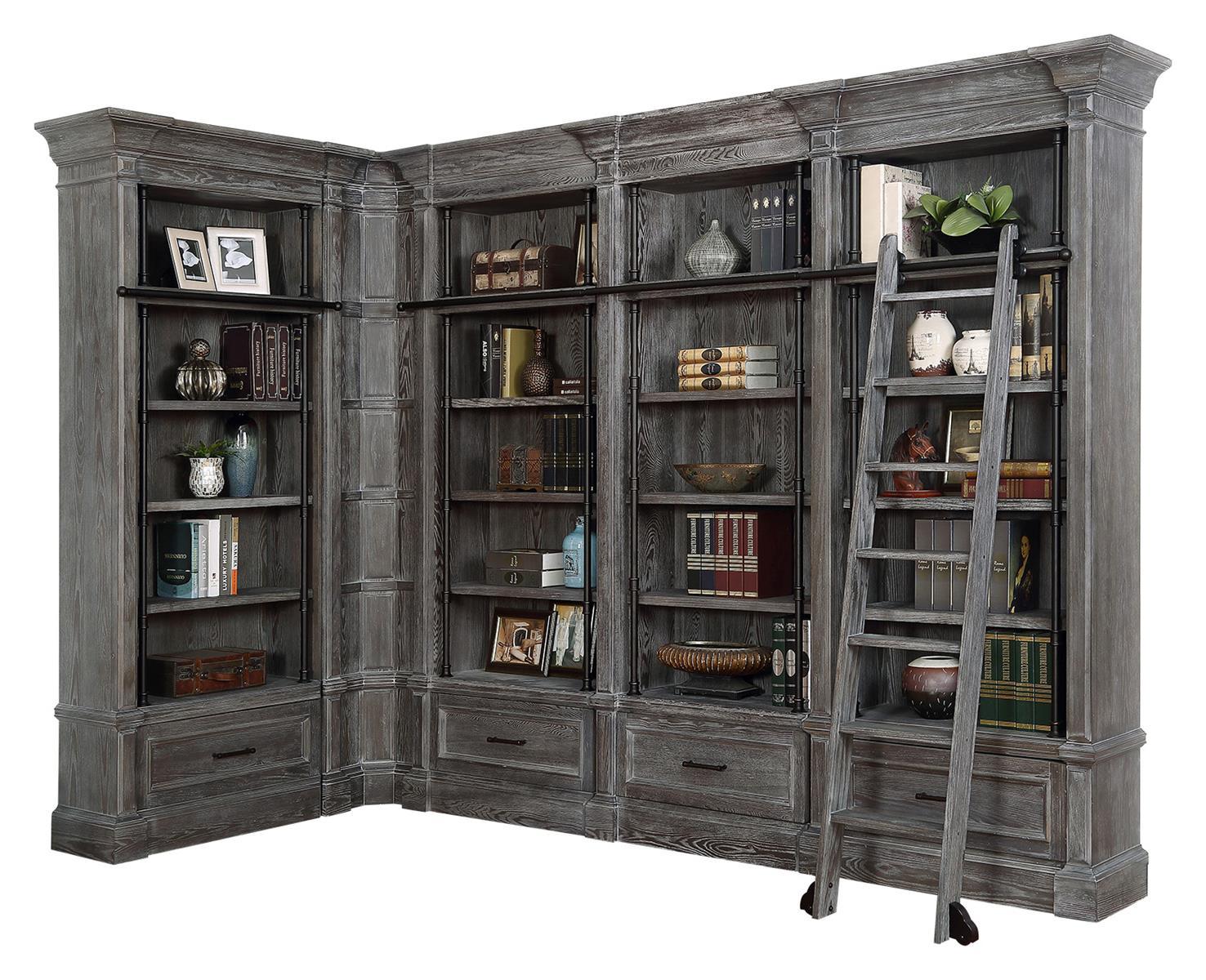 Parker House Gramercy Park 3pc Corner Museum Bookcase in Vintage Burnished Smoke