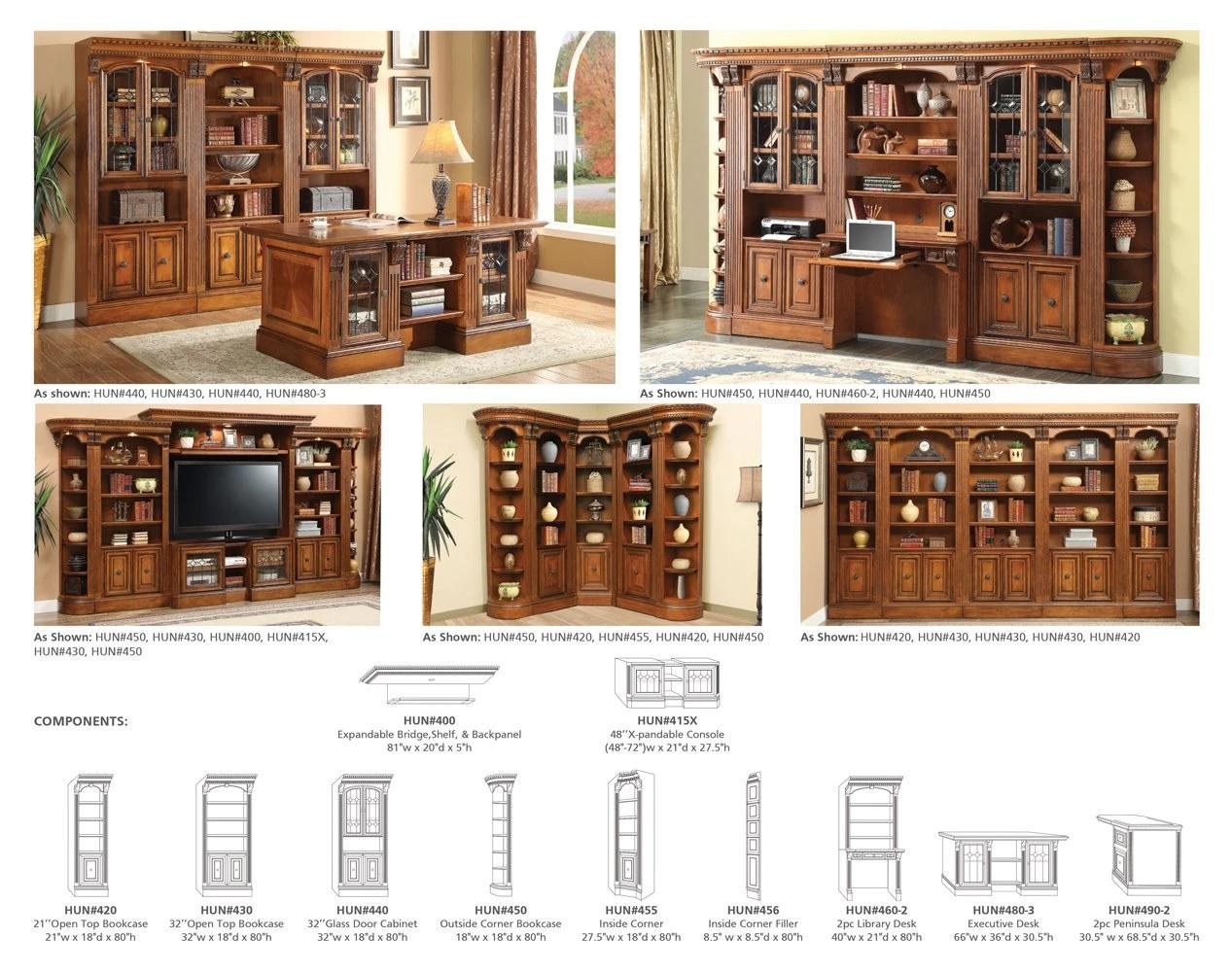 Parker House Huntington Exp. Bridge, Shelf and Backpanel in Vintage Pecan